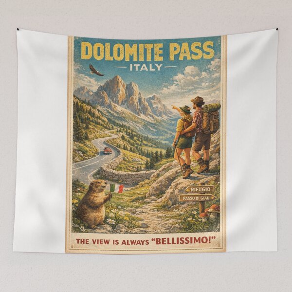 Item preview, Dolomite Pass Italy Retro Alpine Hiking Scene designed and sold by Places On Earth.