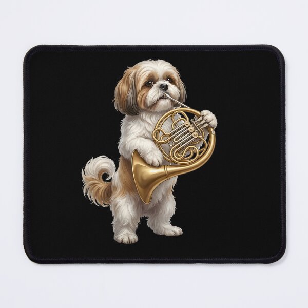 Item preview, Shih Tzu Playing French Horn Player Dog Lover designed and sold by DoodleTortle.