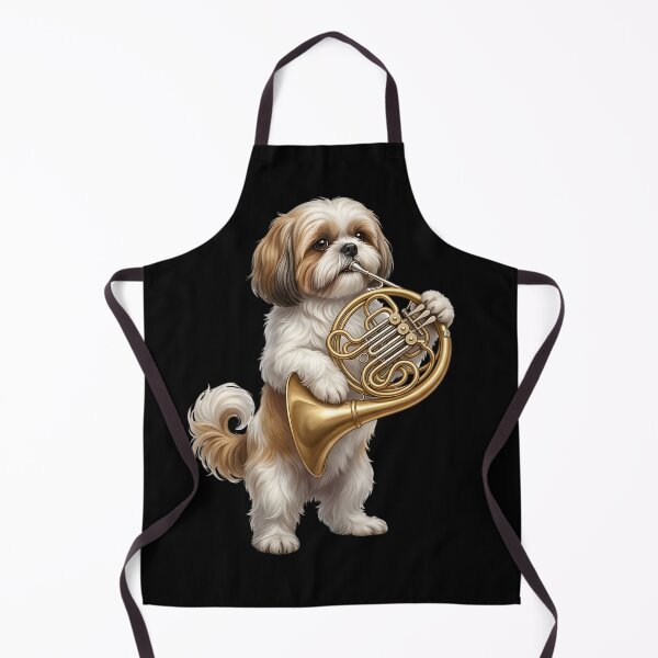 Item preview, Shih Tzu Playing French Horn Player Dog Lover designed and sold by DoodleTortle.