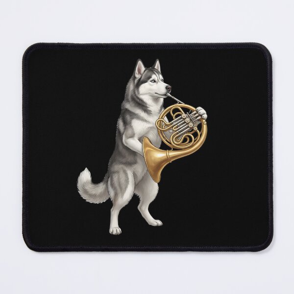 Item preview, Siberian Husky Playing French Horn Player Dog Lover designed and sold by DoodleTortle.