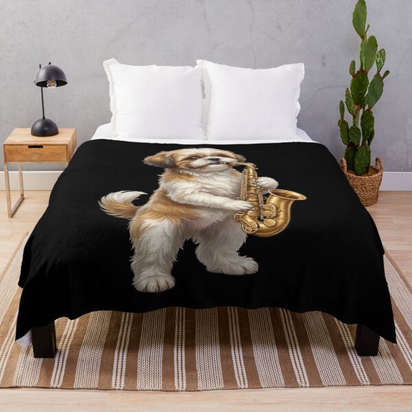 Item preview, Shih Tzu Playing Saxophone Player Saxophonist Dog Lover designed and sold by DoodleTortle.