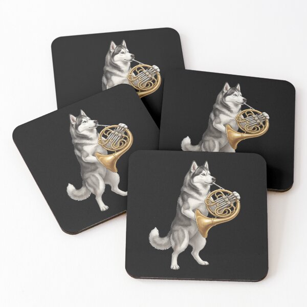 Item preview, Siberian Husky Playing French Horn Player Dog Lover designed and sold by DoodleTortle.