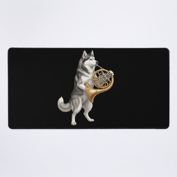 Item preview, Siberian Husky Playing French Horn Player Dog Lover designed and sold by DoodleTortle.
