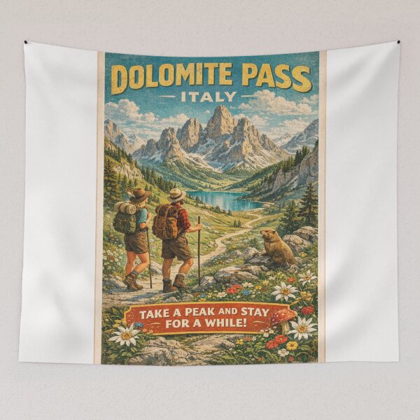 Item preview, Dolomite Pass Italy Vintage Alpine Lake and Peaks designed and sold by Places On Earth.