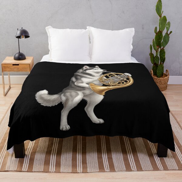 Item preview, Siberian Husky Playing French Horn Player Dog Lover designed and sold by DoodleTortle.