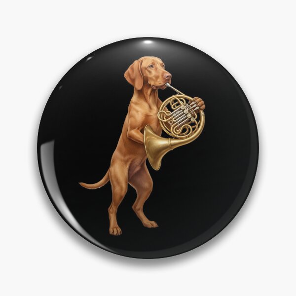 Item preview, Vizsla Playing French Horn Player Dog Lover designed and sold by DoodleTortle.