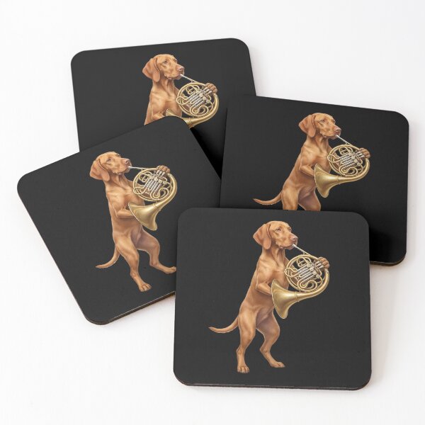 Item preview, Vizsla Playing French Horn Player Dog Lover designed and sold by DoodleTortle.