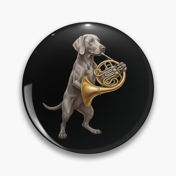 Item preview, Weimaraner Playing French Horn Player Dog Lover designed and sold by DoodleTortle.