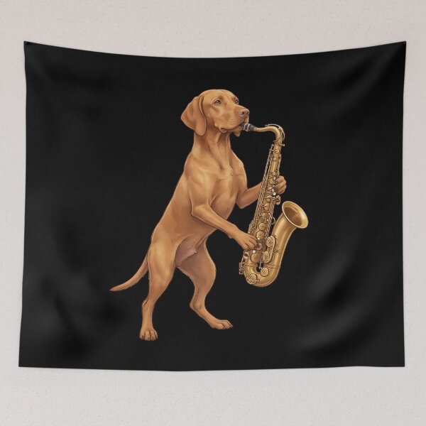 Item preview, Vizsla Playing Saxophone Player Saxophonist Dog Lover designed and sold by DoodleTortle.