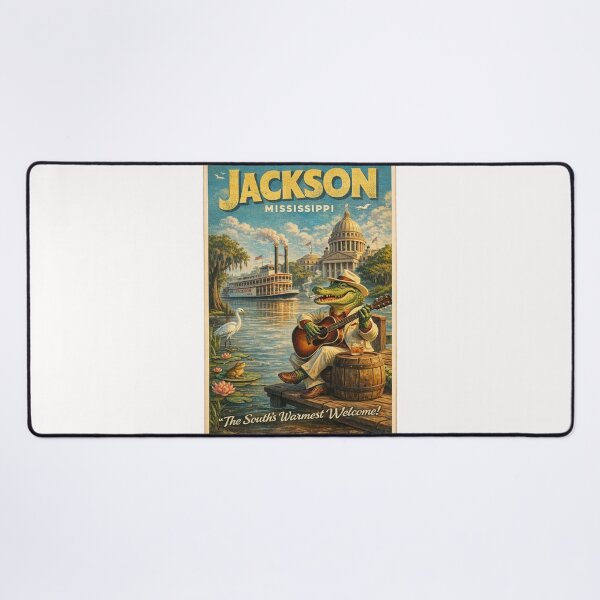 Item preview, Jackson Mississippi Retro Riverboat and Blues Scene designed and sold by Places On Earth.