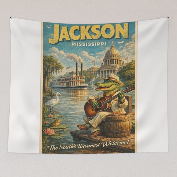 Item preview, Jackson Mississippi Retro Riverboat and Blues Scene designed and sold by Places On Earth.