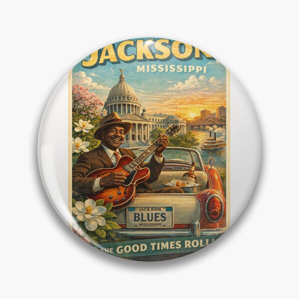 Artikelvorschau, Jackson, Mississippi – Bluesmusik, Retro-Reiseszene entworfen und verkauft von Places On Earth.