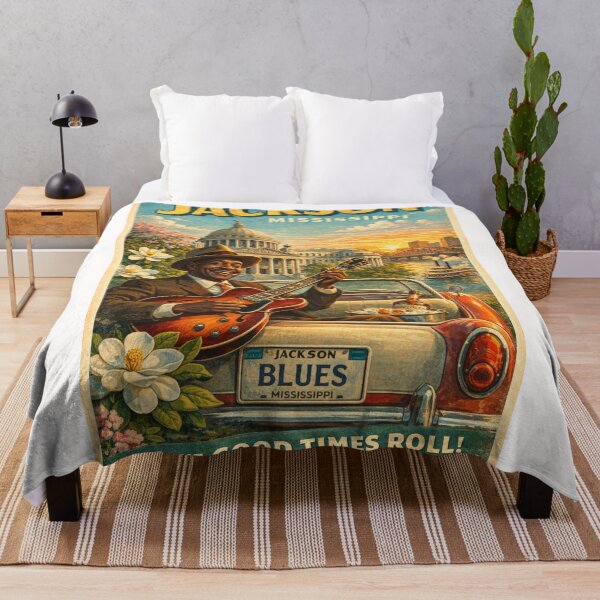 Item preview, Jackson Mississippi Blues Music Retro Travel Scene designed and sold by Places On Earth.