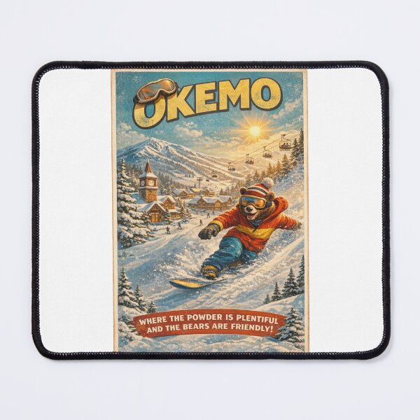 Item preview, Okemo Vermont Vintage Ski Resort Snowboard Bear  designed and sold by Places On Earth.