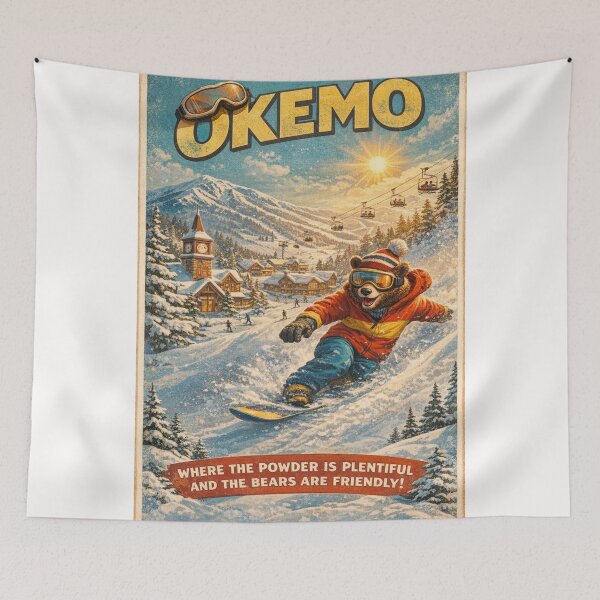 Item preview, Okemo Vermont Vintage Ski Resort Snowboard Bear  designed and sold by Places On Earth.