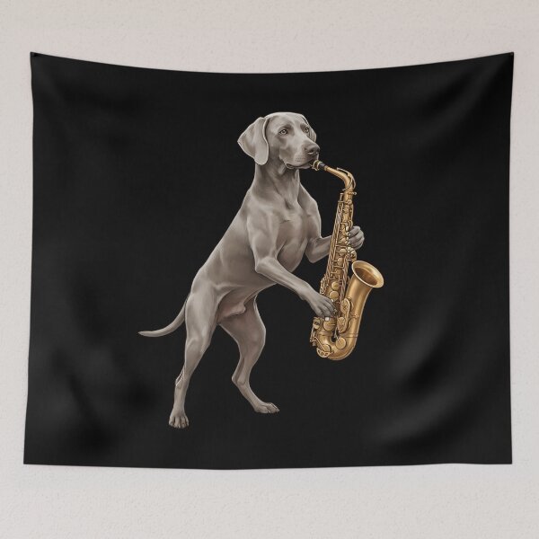 Item preview, Weimaraner Playing Saxophone Player Saxophonist Dog Lover designed and sold by DoodleTortle.