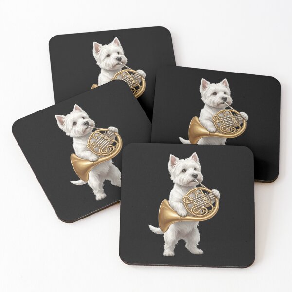 Item preview, West Highland White Terrier Playing French Horn Player Dog Lover designed and sold by DoodleTortle.