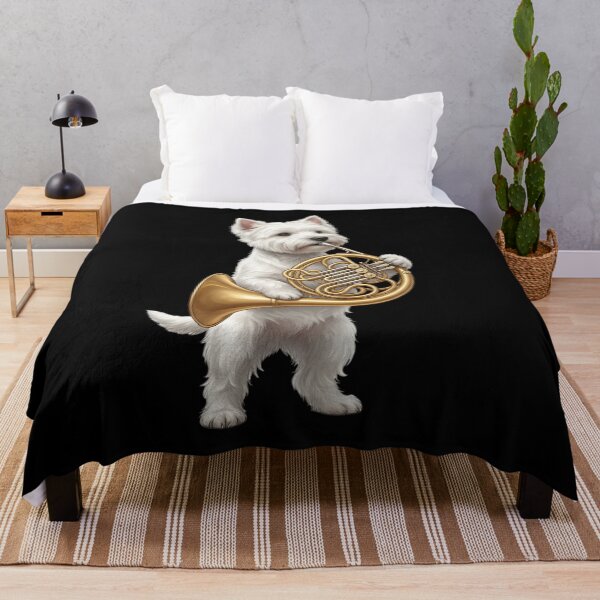 Item preview, West Highland White Terrier Playing French Horn Player Dog Lover designed and sold by DoodleTortle.