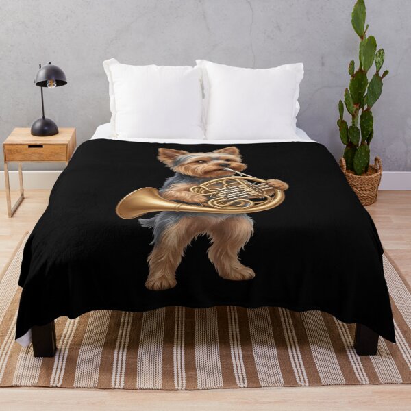 Item preview, Yorkshire Terrier Playing French Horn Player Dog Lover designed and sold by DoodleTortle.