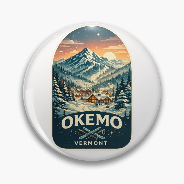 Item preview, Okemo Vermont Retro Ski Village Winter Mountain Scene designed and sold by Places On Earth.