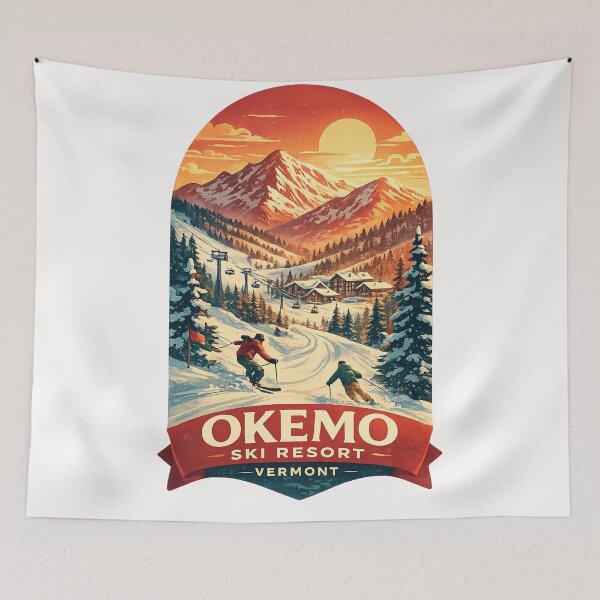 Item preview, Okemo Ski Resort Vermont Retro Sunset Ski Mountain designed and sold by Places On Earth.