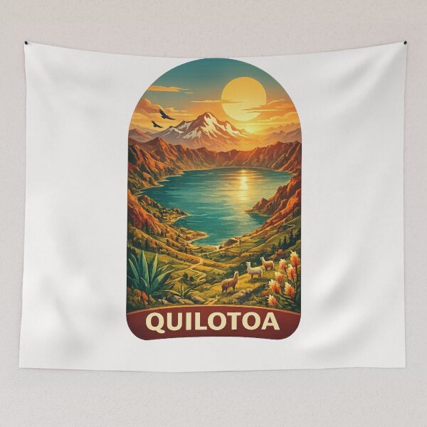 Item preview, Quilotoa Ecuador Vintage Crater Lake Andes Landscape designed and sold by Places On Earth.