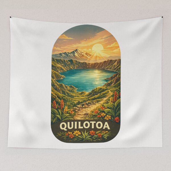 Item preview, Quilotoa Ecuador Retro Andes Crater Lake Landscape designed and sold by Places On Earth.