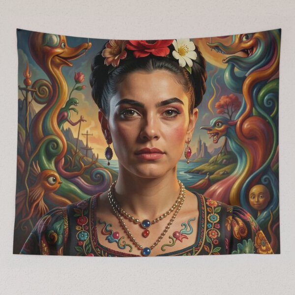 Item preview, Surreal Mexican Inspired Portrait – Colorful Fantasy Folk Art designed and sold by FrenchRomani.