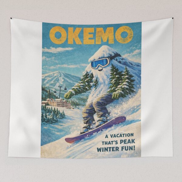 Item preview, Okemo Vermont Vintage Snowboard Yeti Winter Scene designed and sold by Places On Earth.