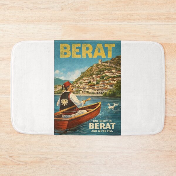 Item preview, Berat Albania Vintage Old Town River Landscape designed and sold by Places On Earth.