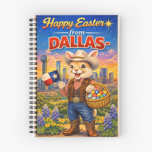 Item preview, Happy Easter from Dallas – Retro Easter card with cowboy Easter bunny designed and sold by Earth Celebration Designs.
