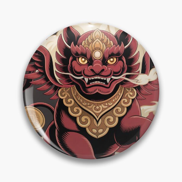 Item preview, Chinese Pixiu Mythical Guardian – Red Gold Feng Shui Fortune Beast Illustration designed and sold by Tamas Das.