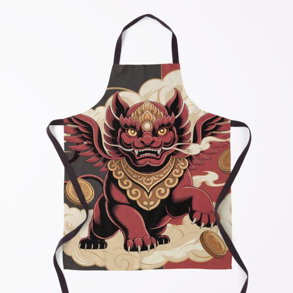 Item preview, Chinese Pixiu Mythical Guardian – Red Gold Feng Shui Fortune Beast Illustration designed and sold by Tamas Das.