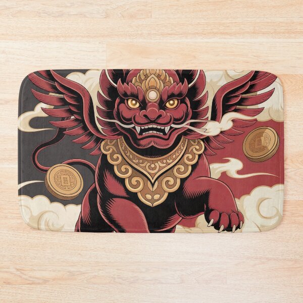 Item preview, Chinese Pixiu Mythical Guardian – Red Gold Feng Shui Fortune Beast Illustration designed and sold by Tamas Das.