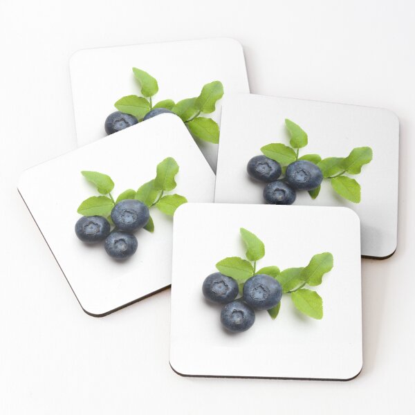 Item preview, Fresh Blueberries with Green Leaves on White Background designed and sold by katifinell.