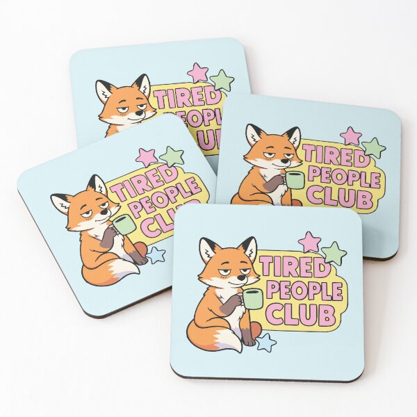 Item preview, Tired People Club Sleepy Fox with Coffee designed and sold by BrownHorse90s.