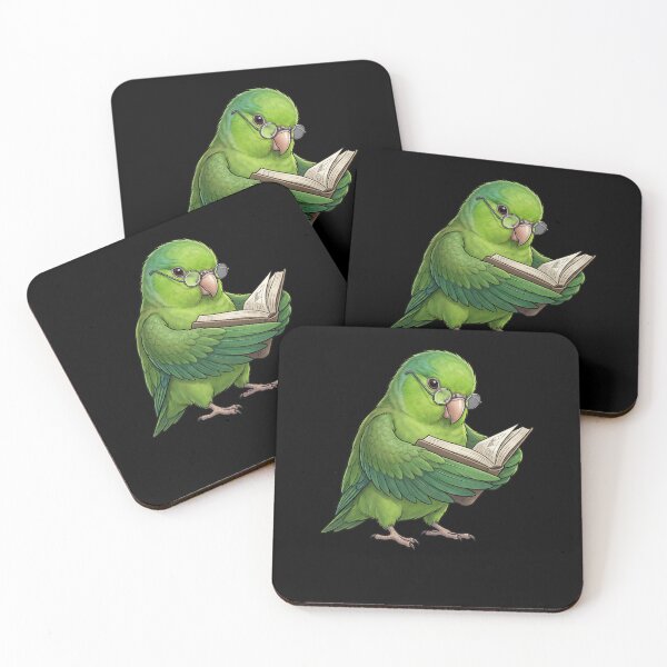 Aperçu de l'œuvre Perruche verte amusante, perroquet lisant un livre, amoureux des oiseaux créée et vendue par TerryConnells.