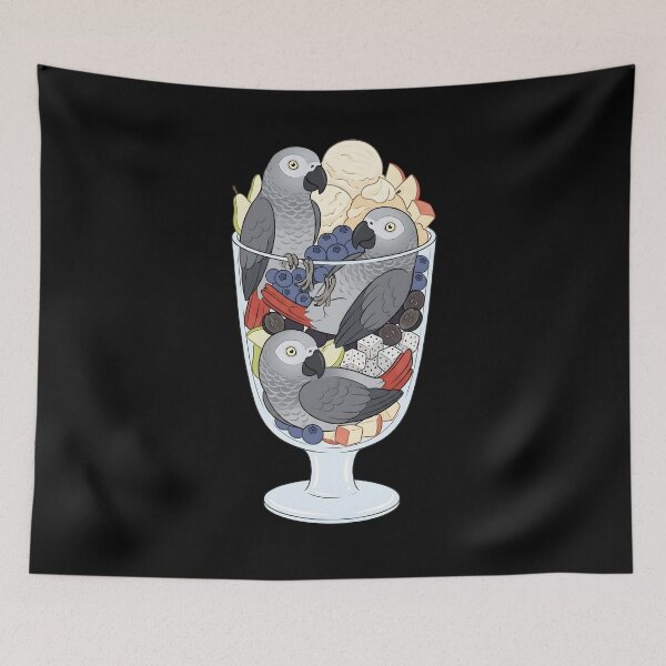 Item preview, Funny African Grey Parrots in Ice Cream Dessert designed and sold by DoodleTortle.