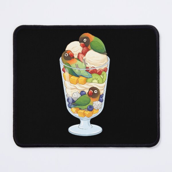 Item preview, Funny Black-cheeked Lovebird Parrots in Ice Cream Dessert designed and sold by DoodleTortle.