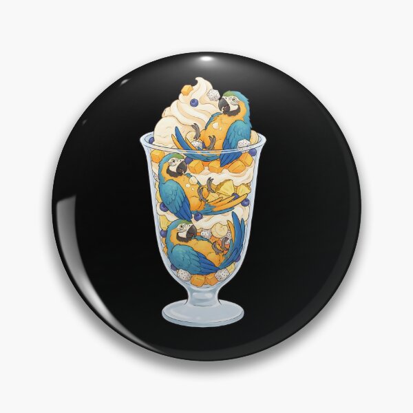 Item preview, Funny Blue and Gold Macaw Parrots in Ice Cream Dessert designed and sold by DoodleTortle.