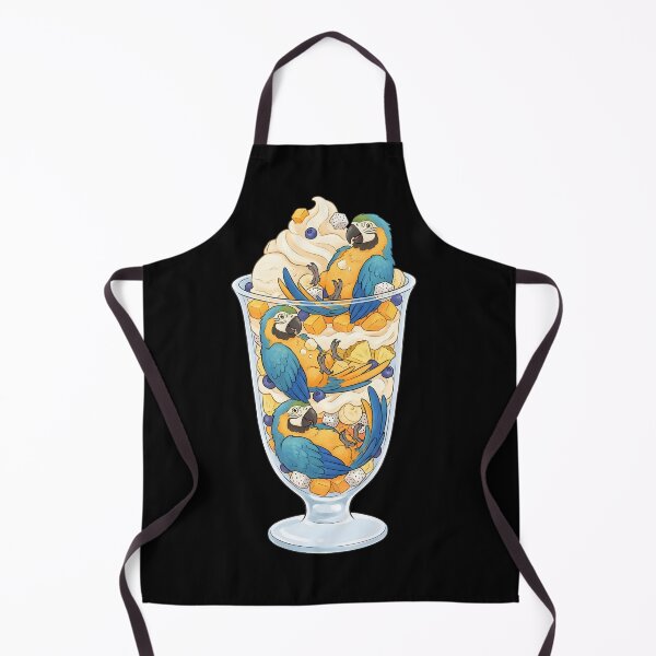Item preview, Funny Blue and Gold Macaw Parrots in Ice Cream Dessert designed and sold by DoodleTortle.