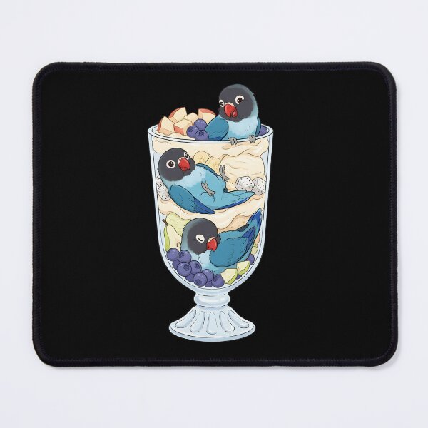 Item preview, Funny Blue Masked Lovebird Parrots in Ice Cream Dessert designed and sold by DoodleTortle.