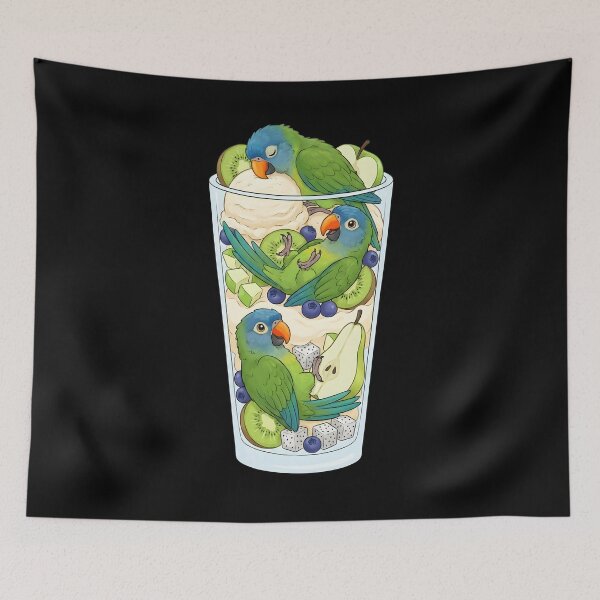 Item preview, Funny Blue Crowned Conure Parrots in Ice Cream Dessert designed and sold by DoodleTortle.