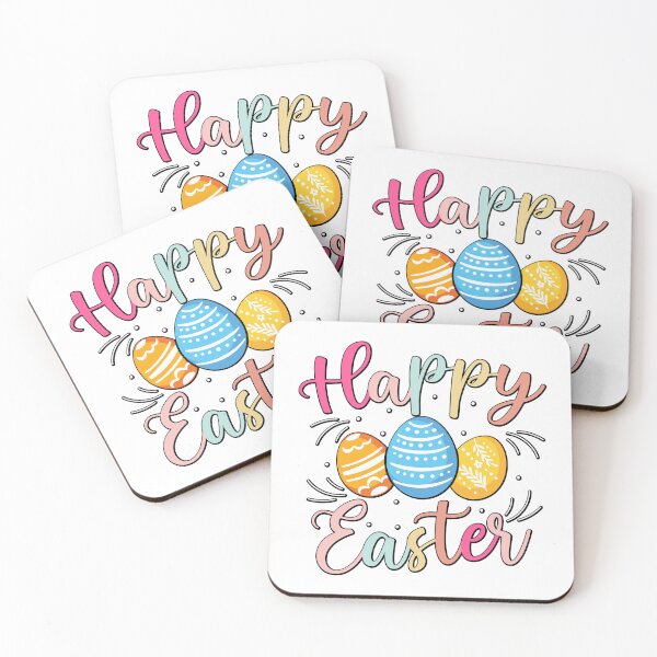 Item preview, Happy Easter Pastel Script with Colorful Eggs designed and sold by QuietBloom80.