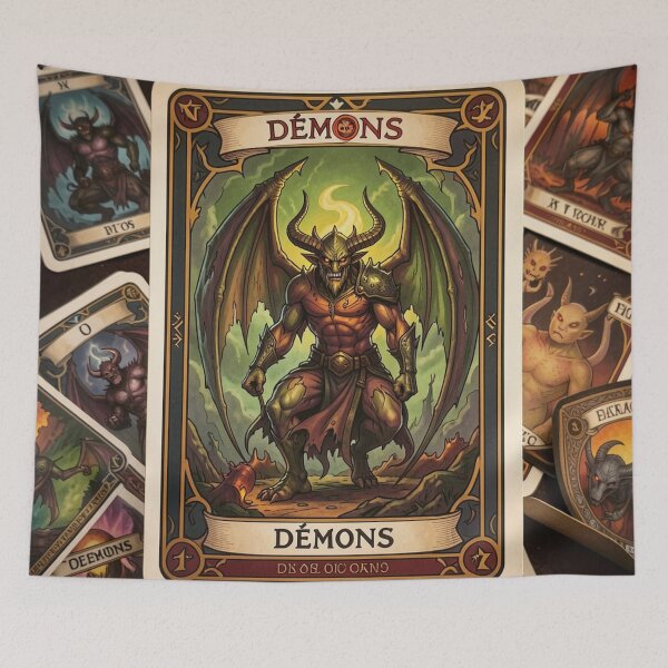 Item preview, Fantasy Demon Card – Dark Tarot Style Demon Illustration designed and sold by FrenchRomani.