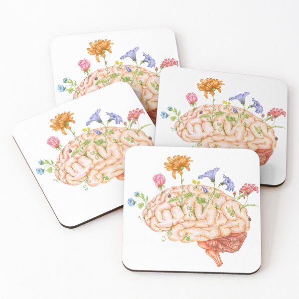 Item preview, Flower Mind – Surreal Brain with Flowers Pencil Drawing designed and sold by AlisaArtDecor.