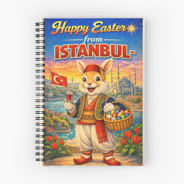 Item preview, Happy Easter from Istanbul – Retro Easter card with Easter bunny and Hagia Sophia designed and sold by Earth Celebration Designs.