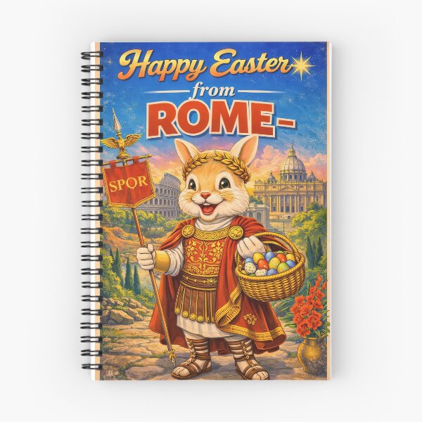 Item preview, Happy Easter from Rome – Retro Easter card with Easter bunny and Colosseum designed and sold by Earth Celebration Designs.
