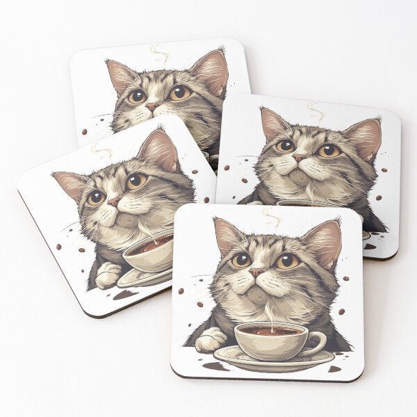 Item preview,  Adorable Kitten Enjoying Hot Cup Coffee designed and sold by sanorastyle.