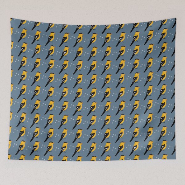Item preview, American goldfinches on blue designed and sold by reneesillus.